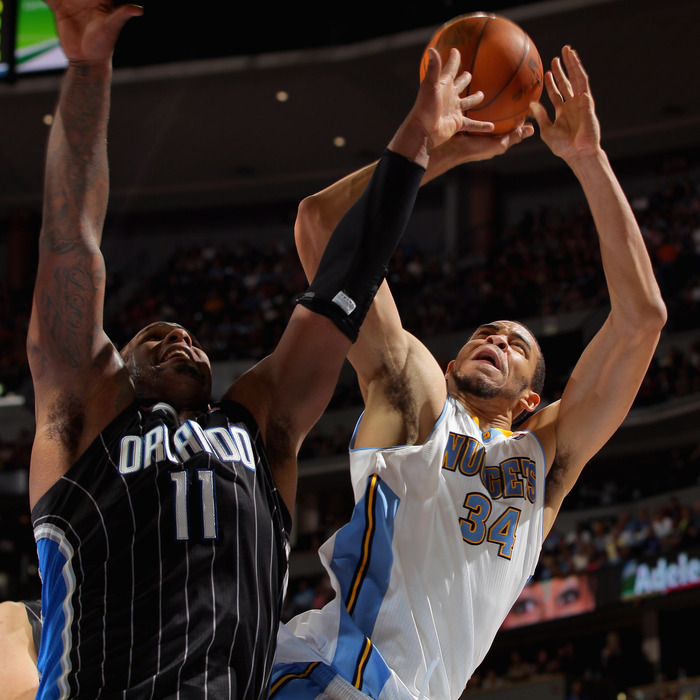 JaVale McGee goes up for one of his few points that didn't come on a dunk.