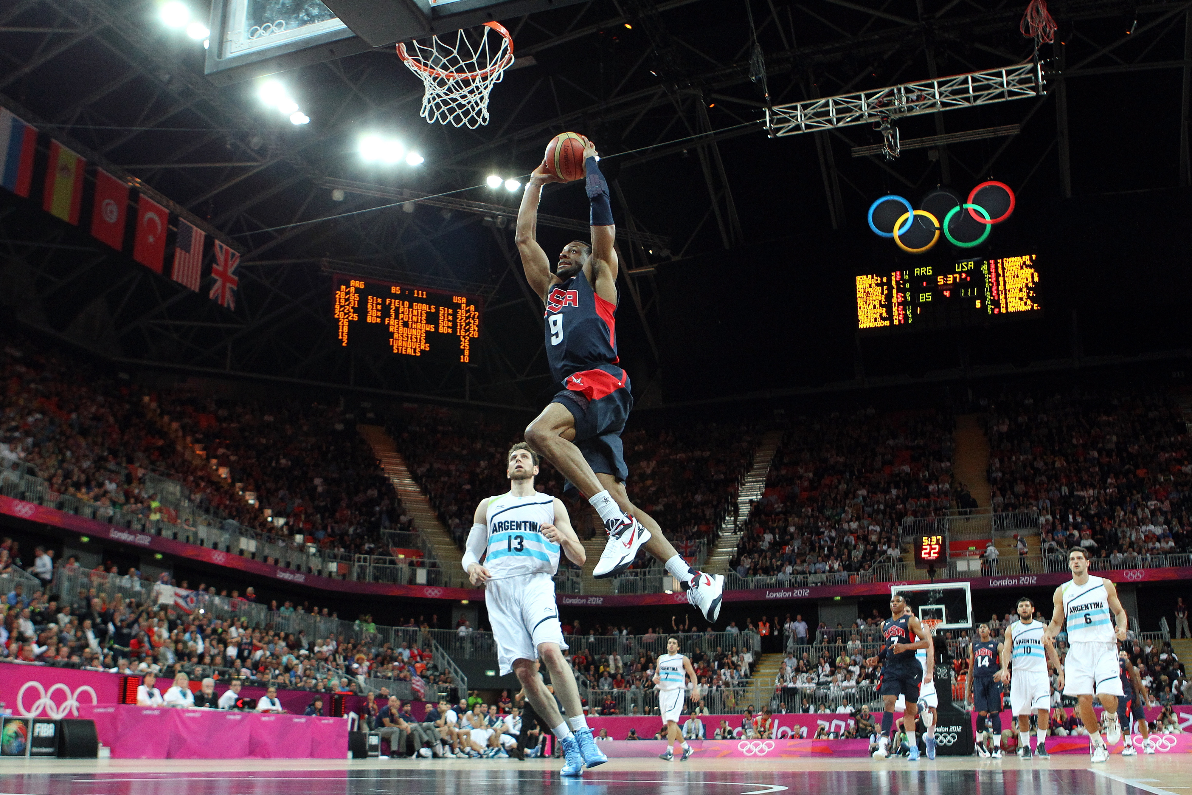 LONDON, ENGLAND - Andre Iguodala #9 has been going for Gold this summer for Team USA.