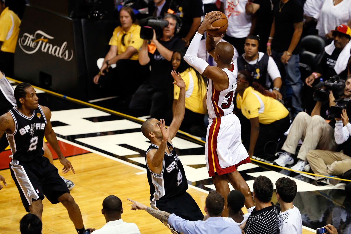 Ray Allen crushed the Nuggets hopes for a win early in the season, did the same in Game 6 to the Spurs.