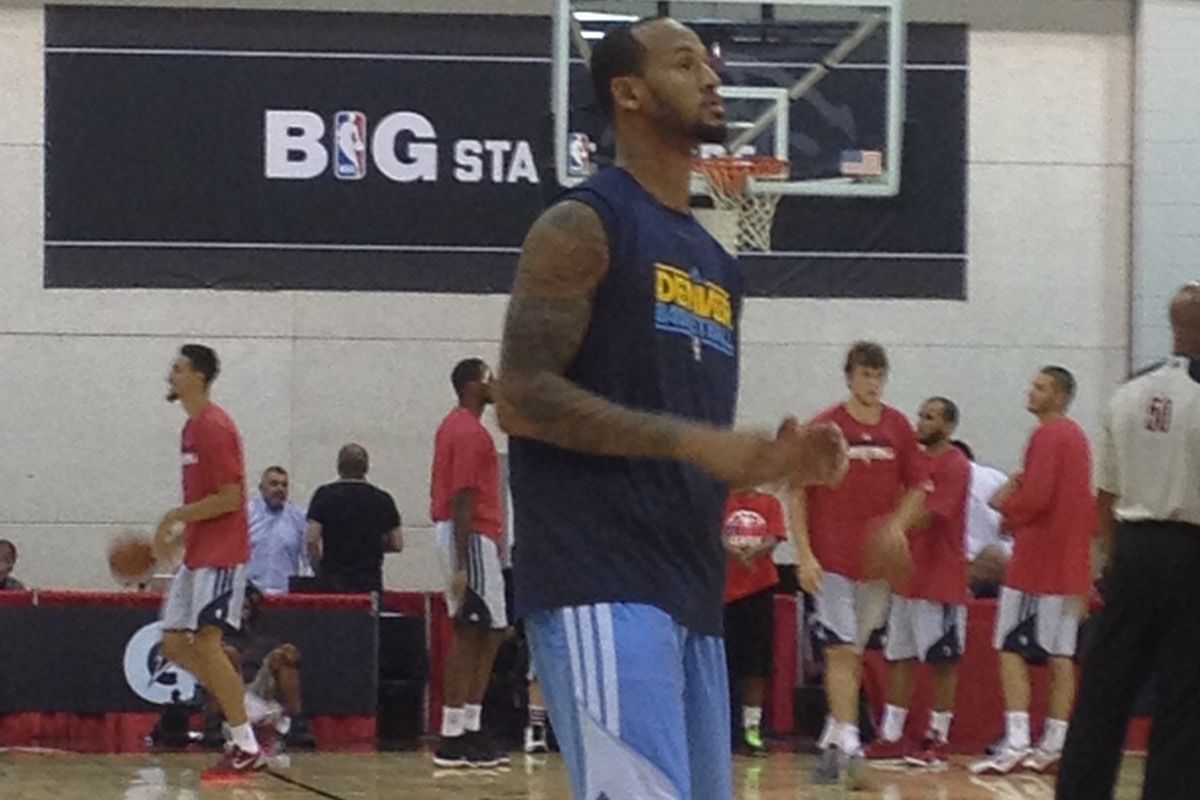 Travis Releford warming up against the Washington Wizards.