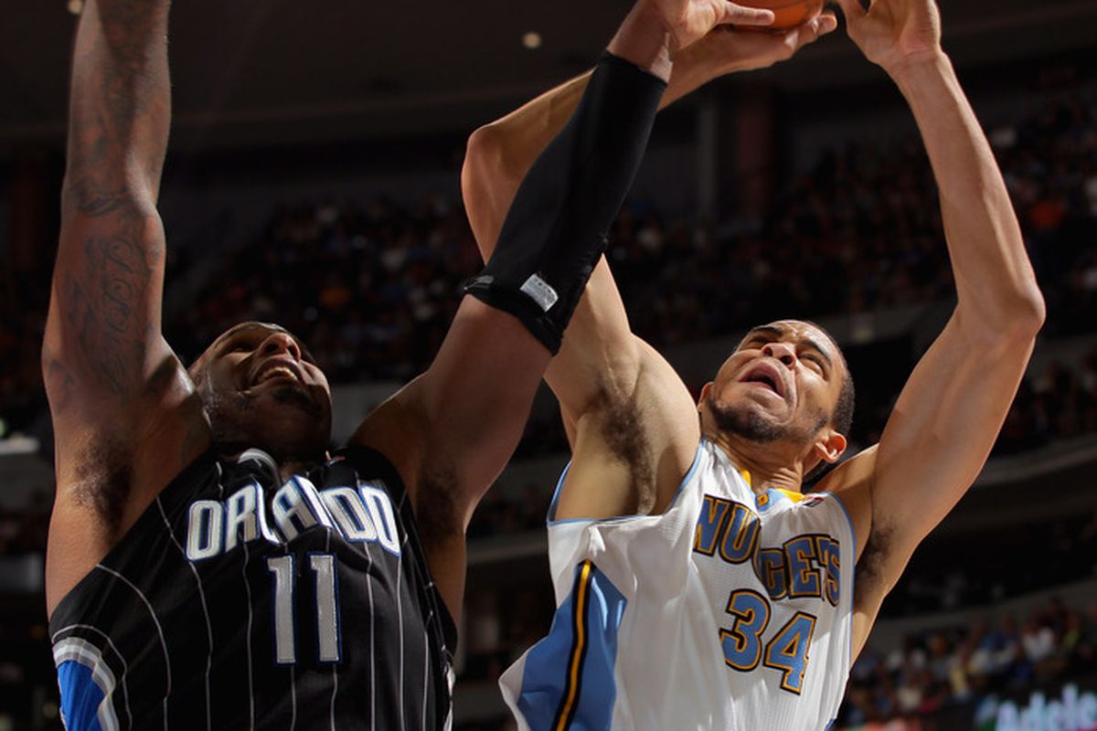 JaVale McGee goes up for one of his few points that didn't come on a dunk.